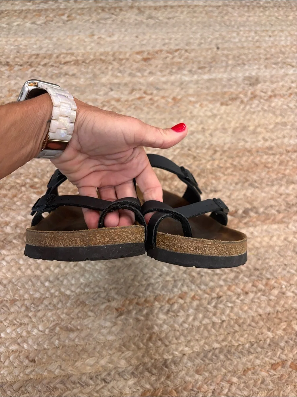 Black Two-Strap Birkenstock Sandals